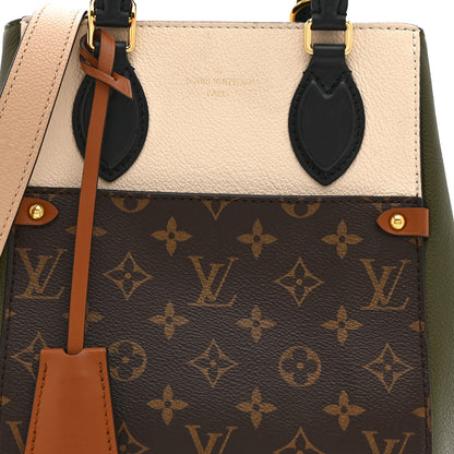 Louis Vuitton Calfskin Monogram Fold Tote PM Cream Khaki Black 7 of 9