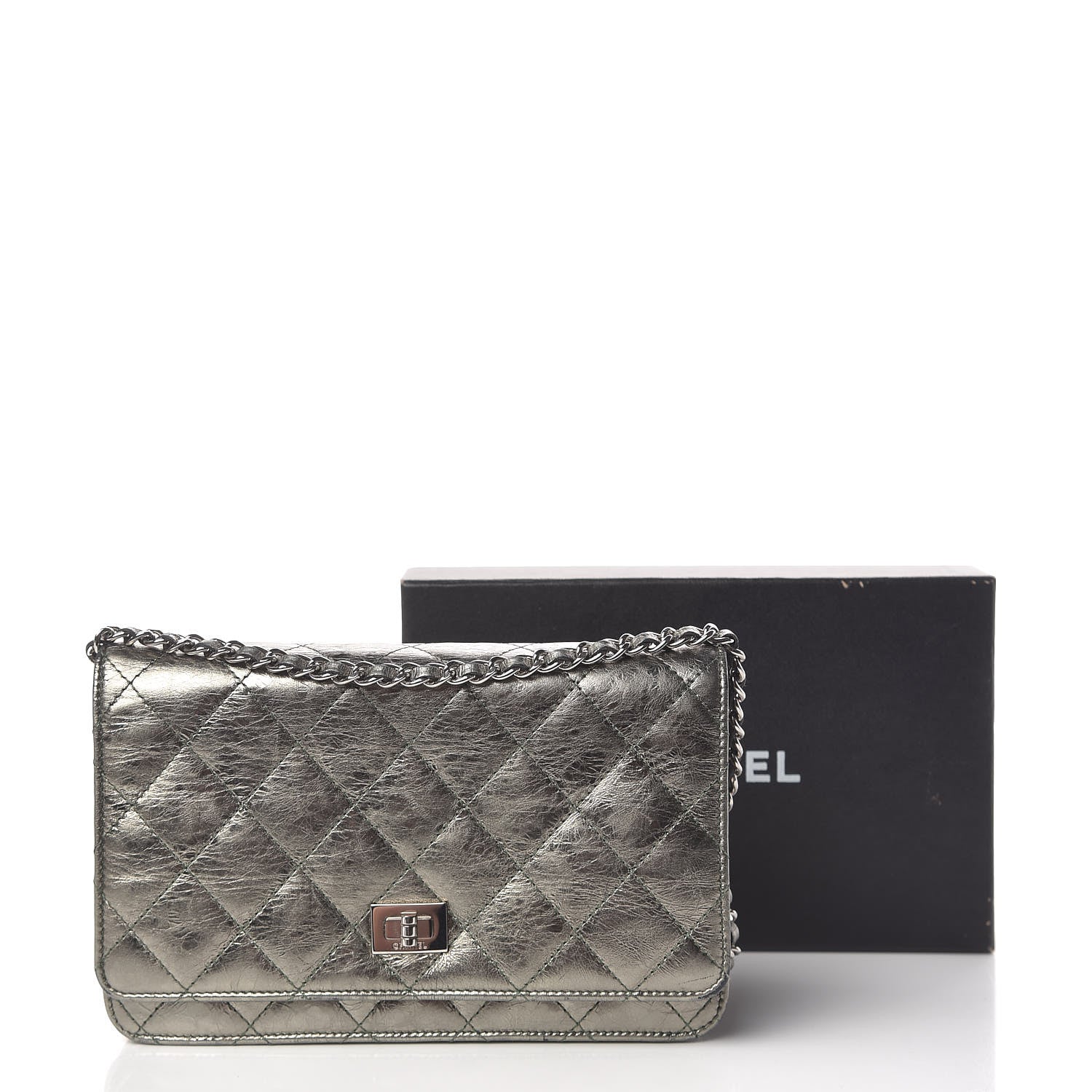 Chanel Metallic Aged Calfskin Quilted Reissue Wallet On Chain WOC Green 17 of 17