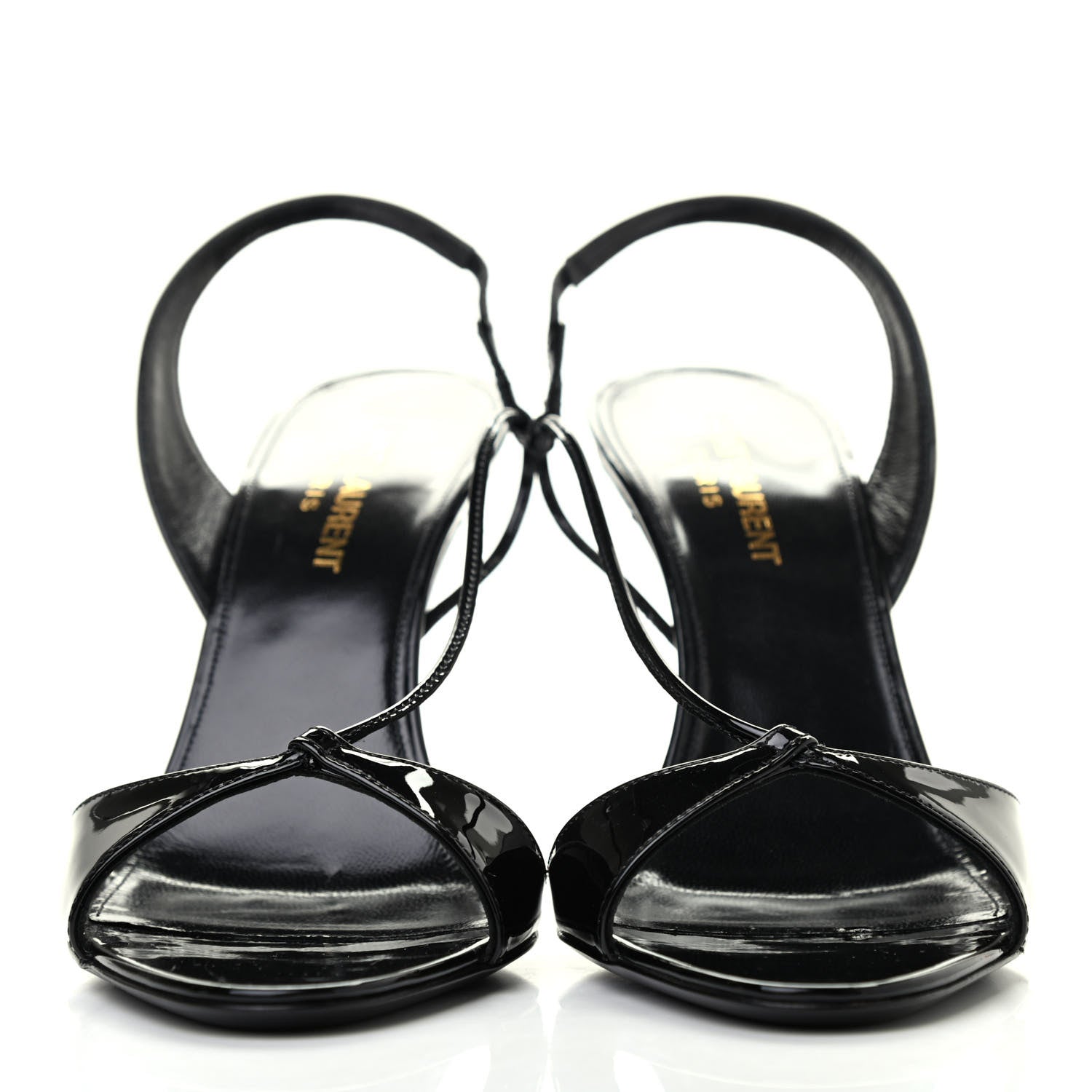 Saint Laurent Patent Calfskin Anouk 110 Sandals 37 Black 2 of 4