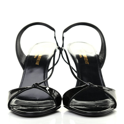 Saint Laurent Patent Calfskin Anouk 110 Sandals 37 Black 2 of 4