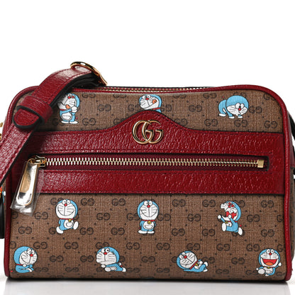 Gucci X DORAEMON Mini Vintage GG Supreme Monogram Camera Bag Beige Cherry Red 8 of 12