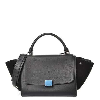 Celine Drummed Calfskin Suede Small Trapeze Black 1 of 7