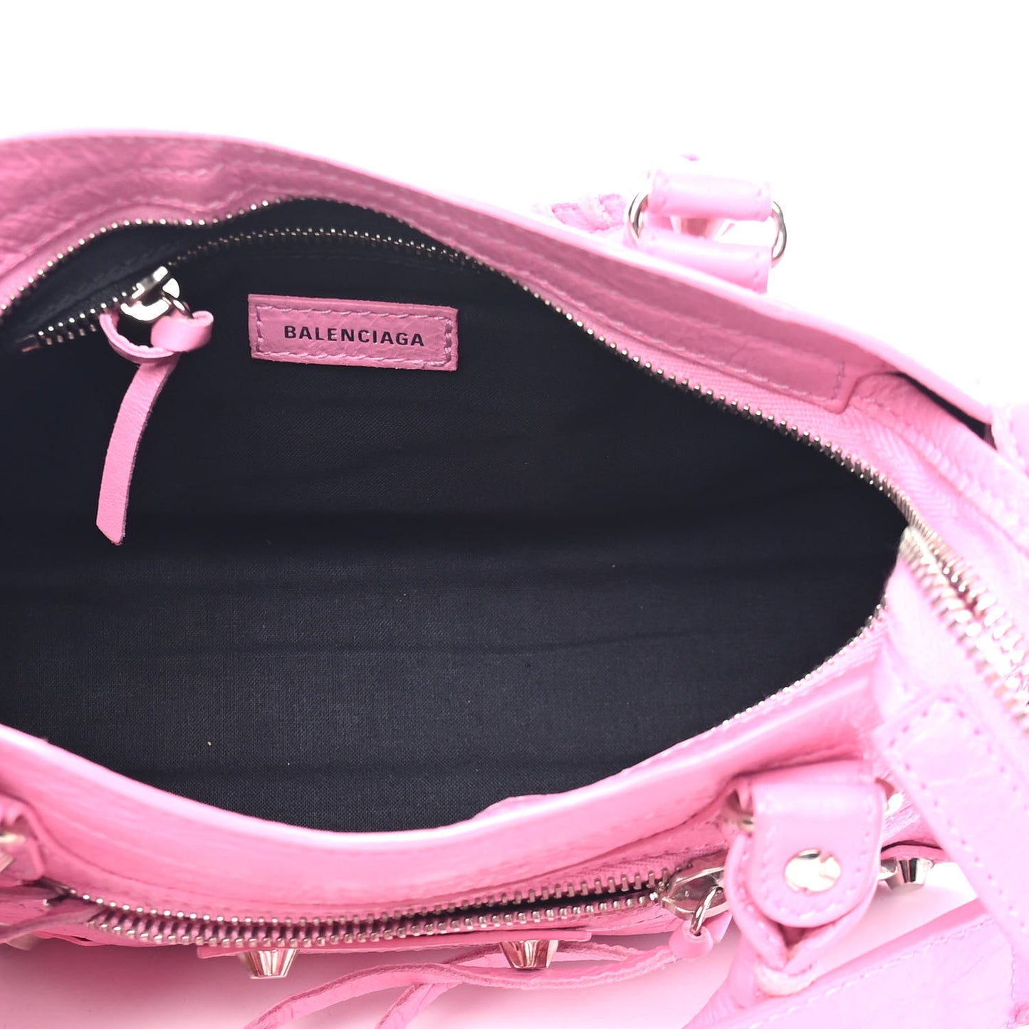 Agneau Arena Classic Silver Hardware Mini City Logo Strap Baby Pink Black
