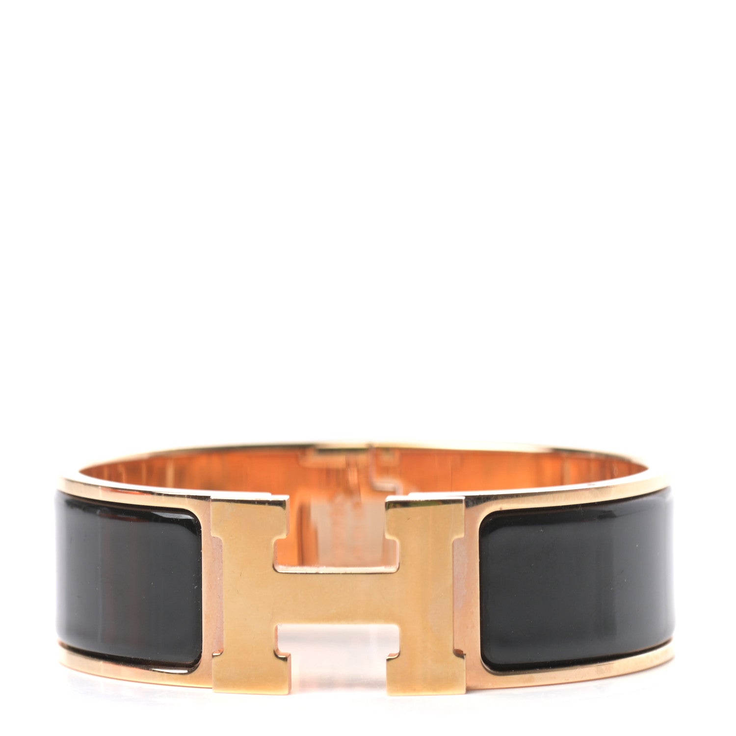 Hermes Enamel Wide Clic Clac H Bracelet GM Black 1 of 4