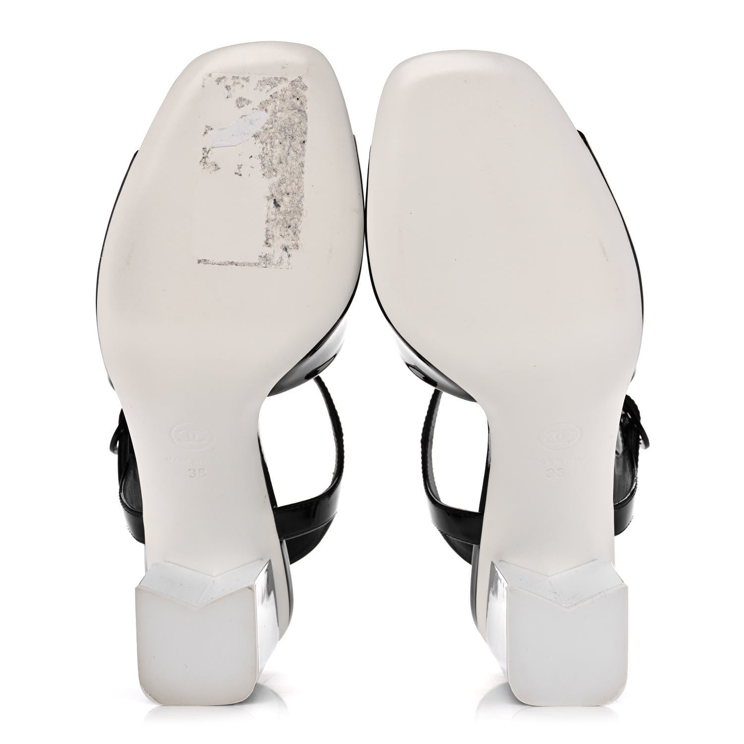 Chanel Patent Calfskin Sandal 38 Black White 6 of 11