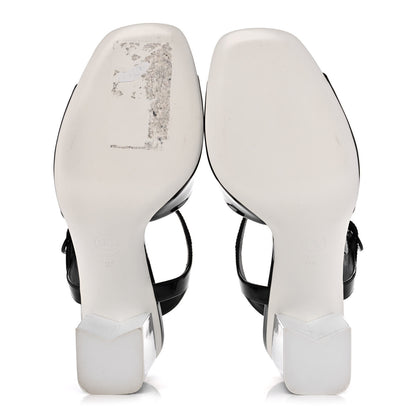 Chanel Patent Calfskin Sandal 38 Black White 6 of 11