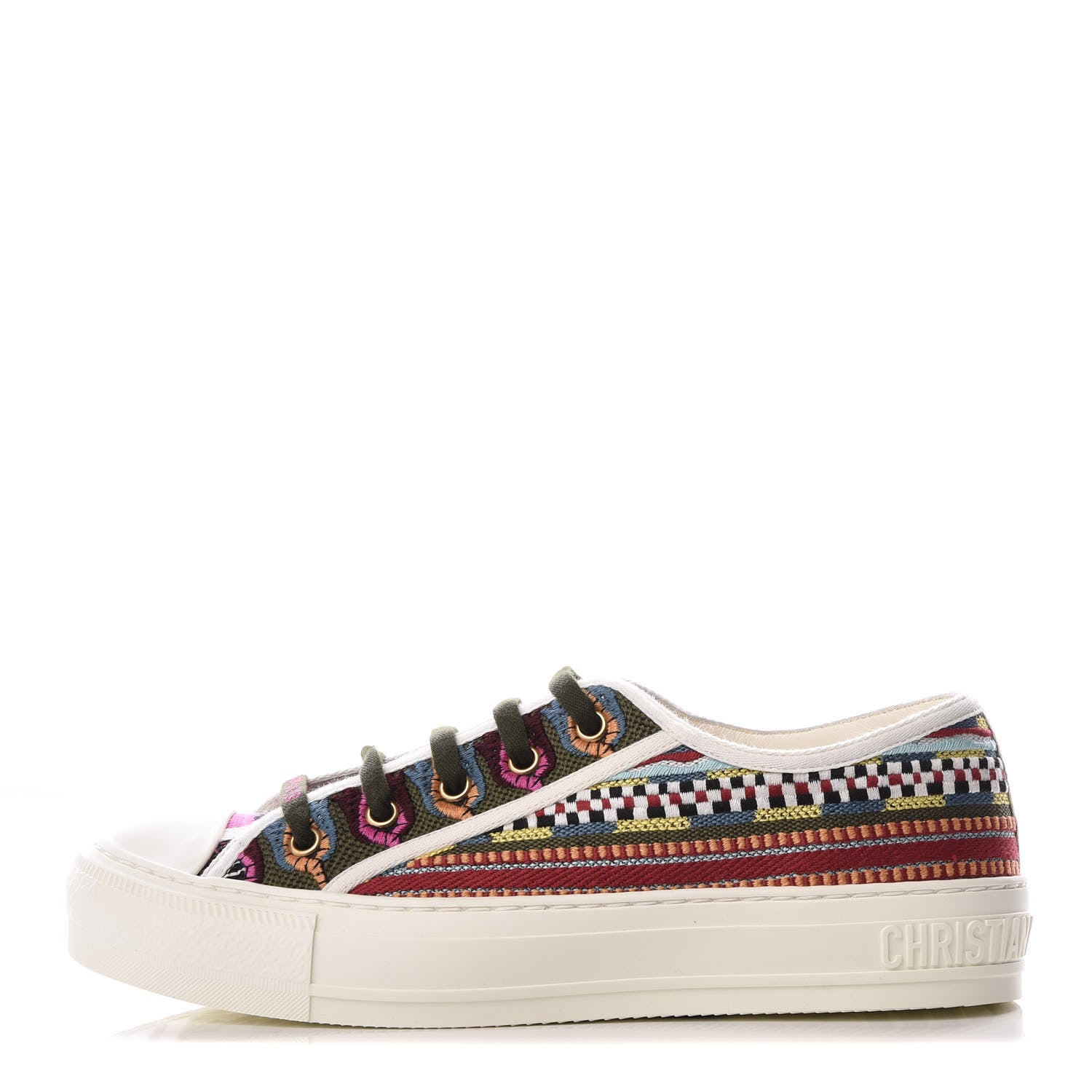Christian Dior Canvas Ethnic Embroidered Womens Walk'N'Dior Low Top Sneakers 38.5 Fuchsia 1 of 10