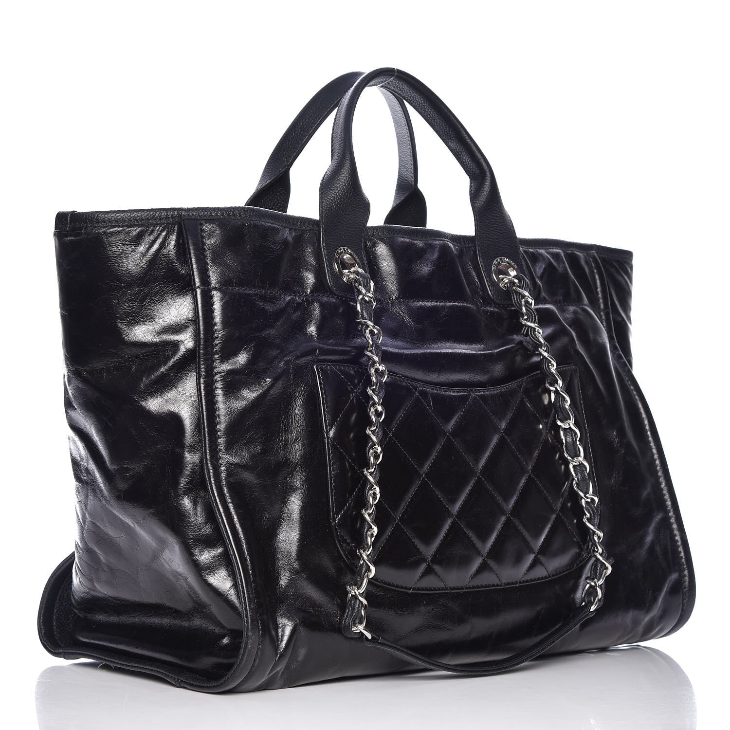 Chanel Glazed Calfskin Large Deauville Tote Black 3 of 7