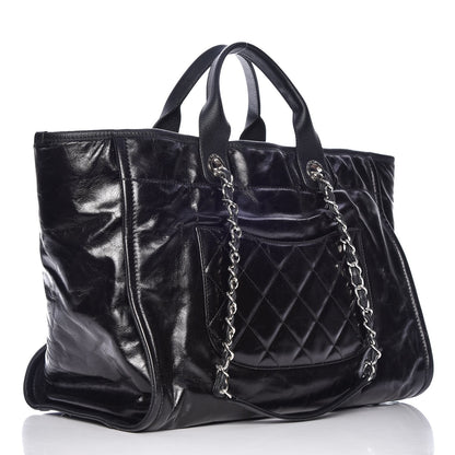Chanel Glazed Calfskin Large Deauville Tote Black 3 of 7