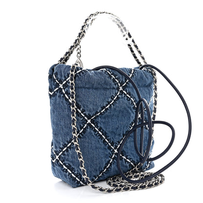 Chanel Denim Stitched Quilted Mini Chanel 22 Blue 3 of 10