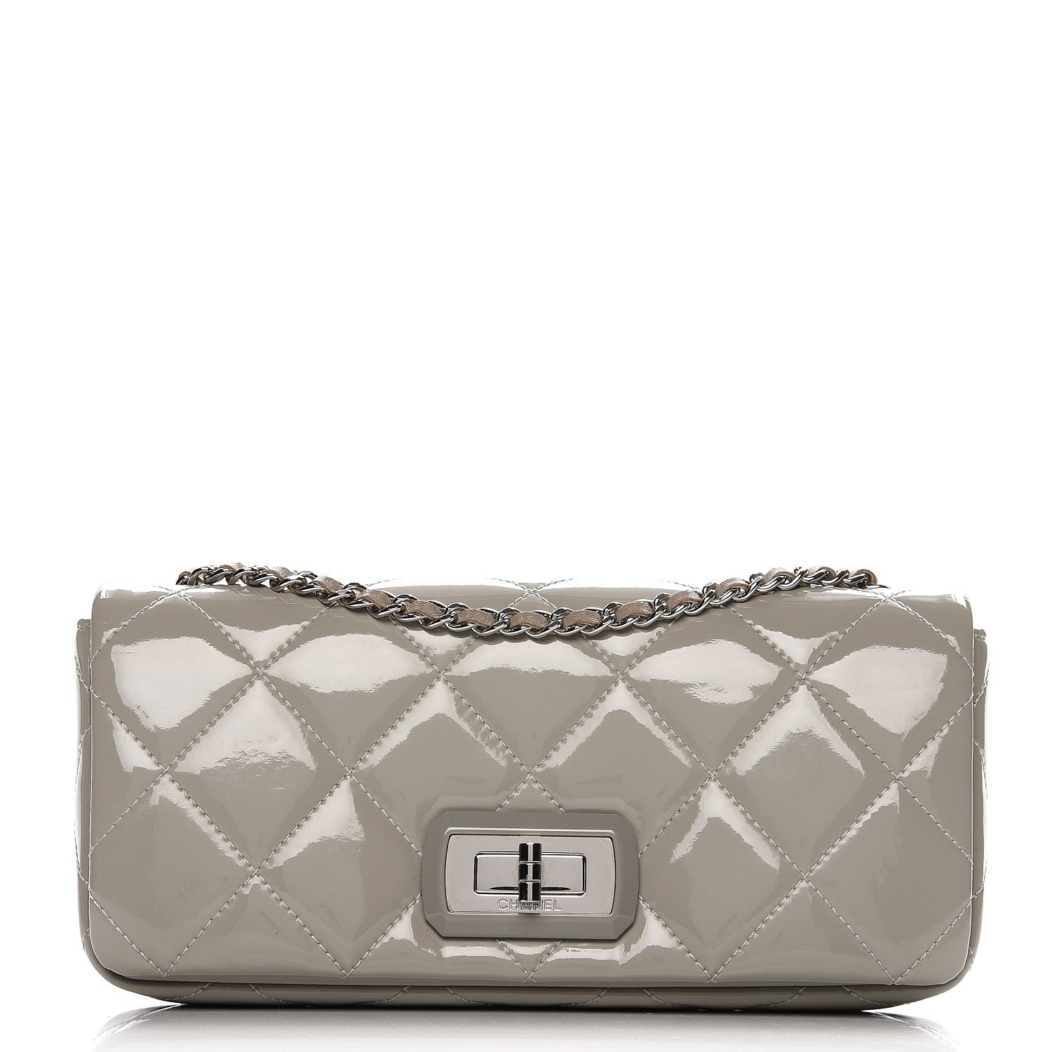 Chanel Patent Quilted Mademoiselle East West Flap Light Gray 1 of 13