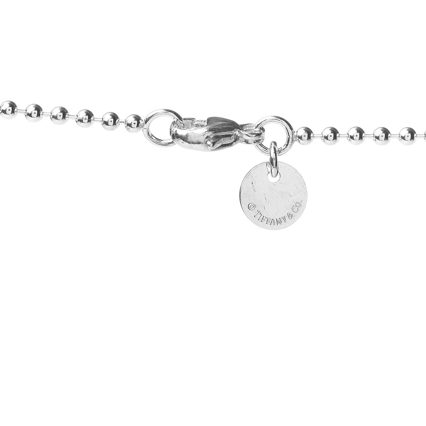 Sterling Silver Square Tag Bead Pendant Necklace