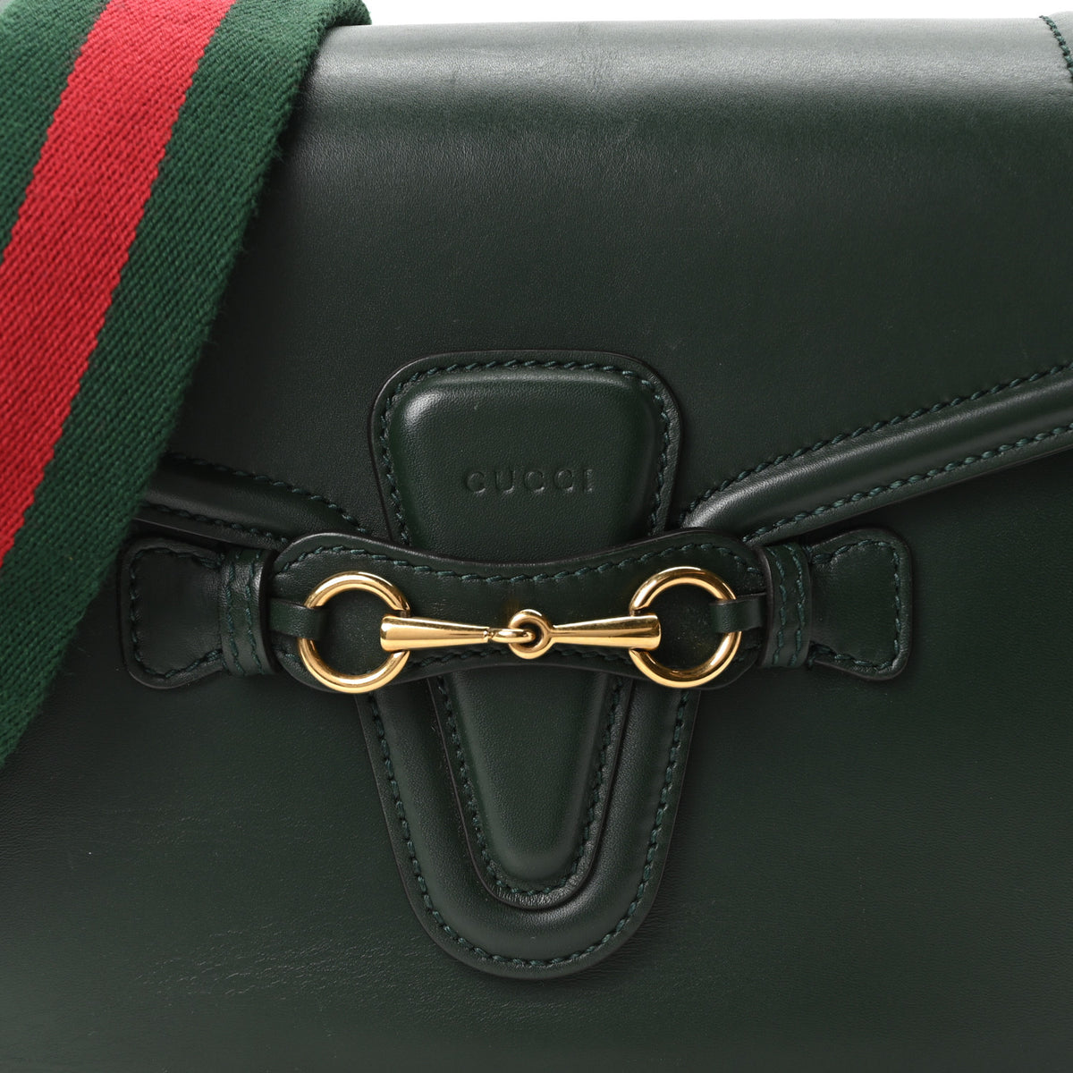 Gucci Calfskin Medium Lady Web Shoulder Bag Green 8 of 10