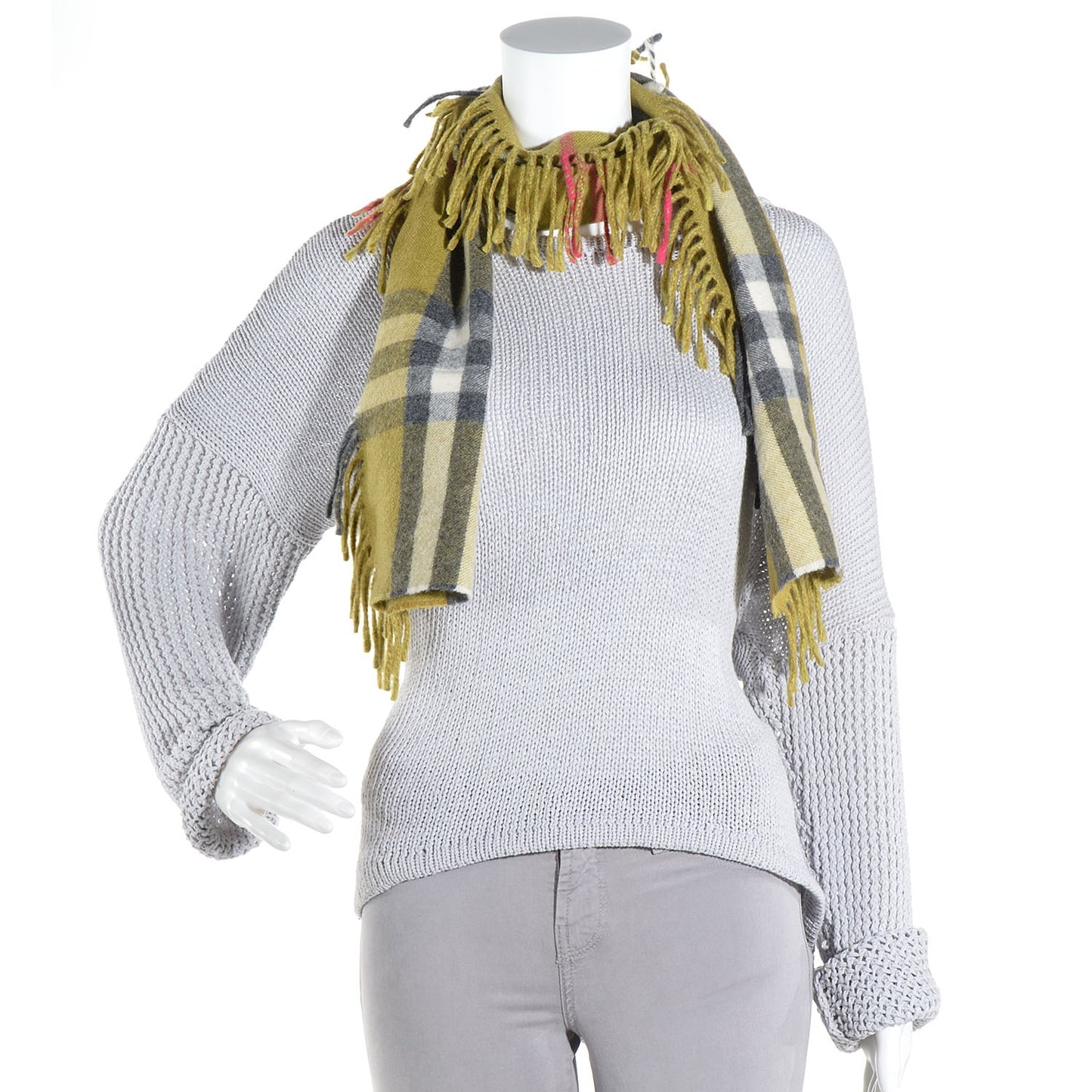 Cashmere Check Happy Fringe Scarf