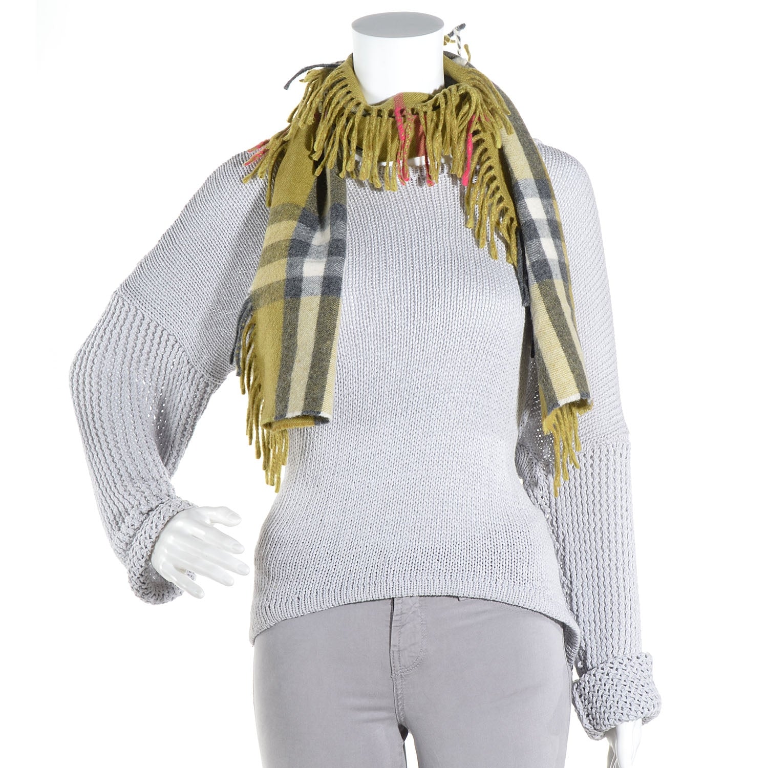 Burberry Cashmere Check Happy Fringe Scarf 2 of 4
