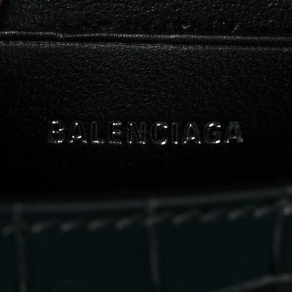 Balenciaga Shiny Calfskin Monochrome Crocodile Embossed Hourglass Top Handle Bag Mini Black 6 of 9