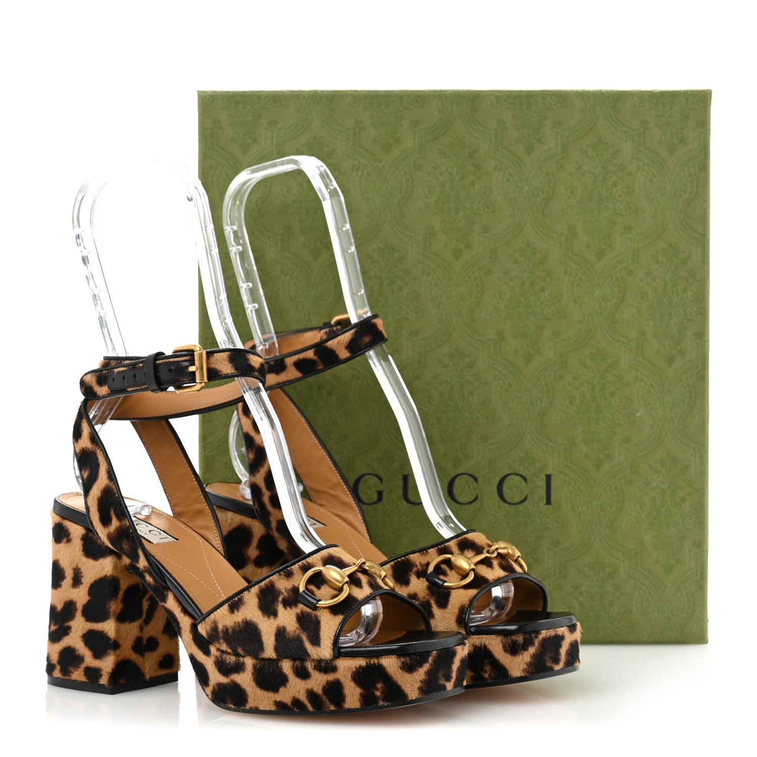Gucci Calf Hair Leopard Print Horsebit 25/60mm Platform Sandals 36.5 Hazelnut Black 10 of 10