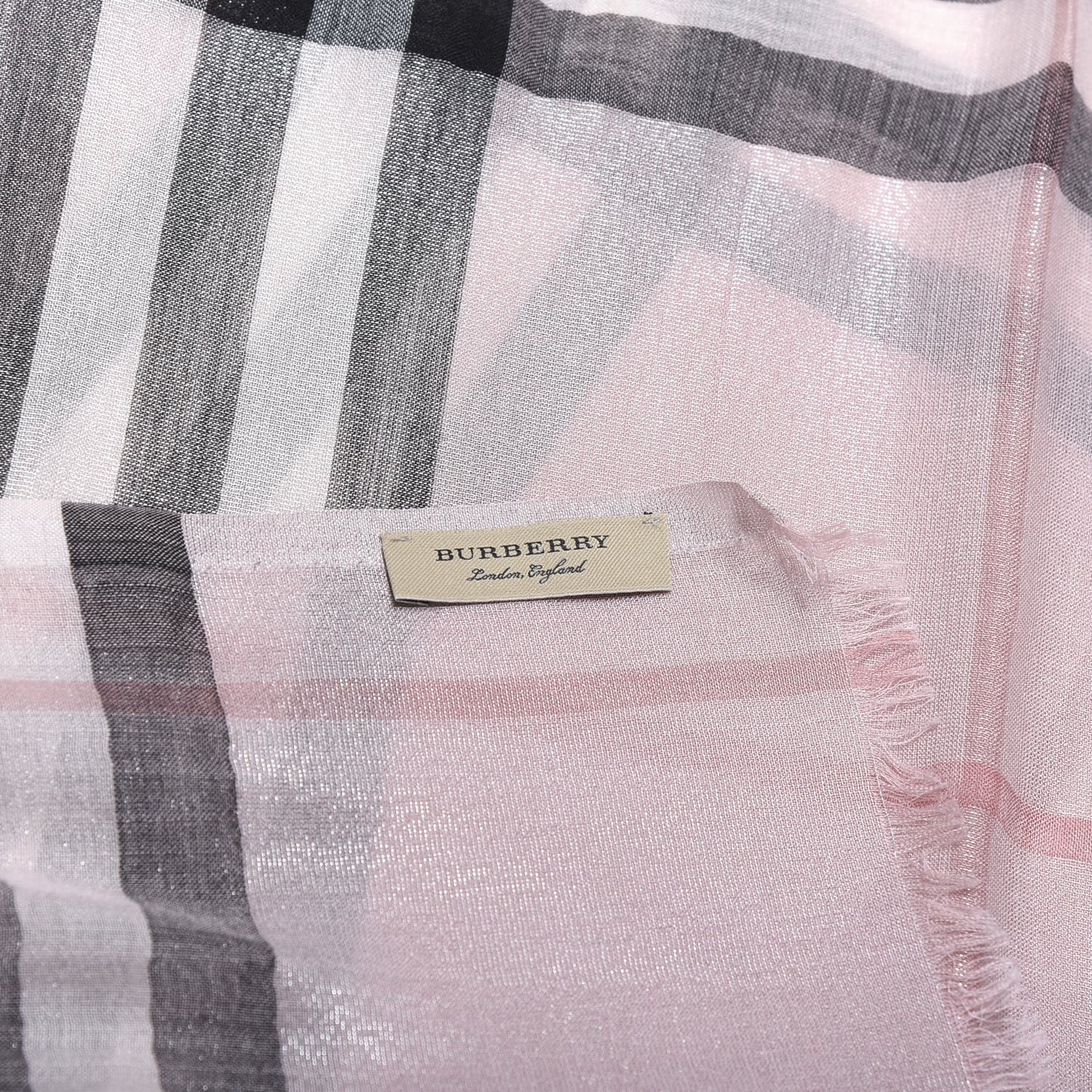 Silk Wool Gauze Giant Check Scarf Alabaster Pink