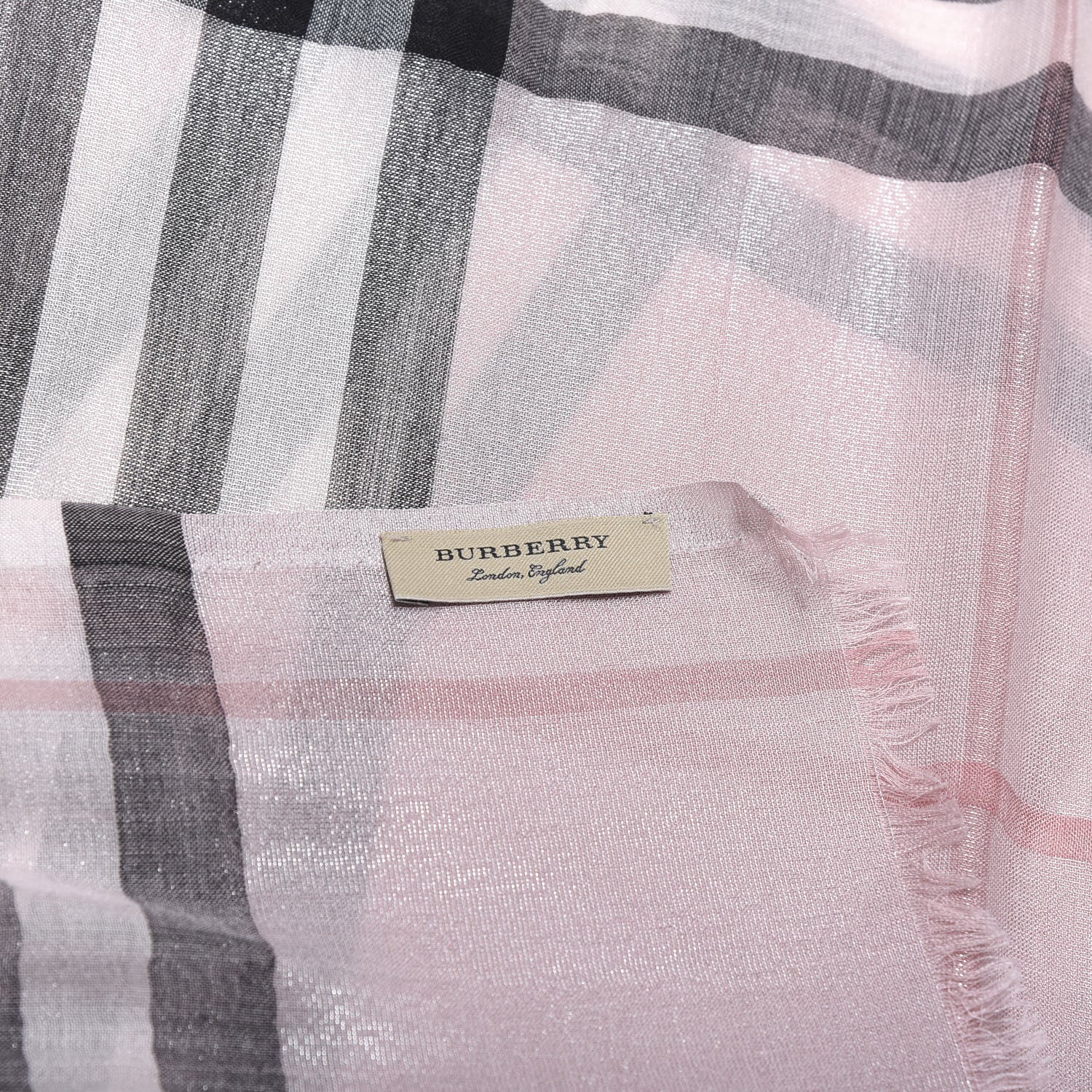 Burberry Silk Wool Gauze Giant Check Scarf Alabaster Pink 4 of 5