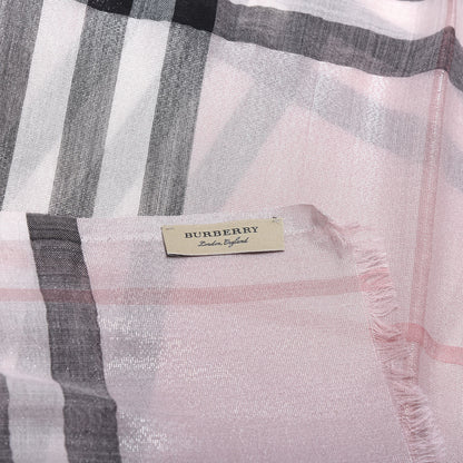 Burberry Silk Wool Gauze Giant Check Scarf Alabaster Pink 4 of 5