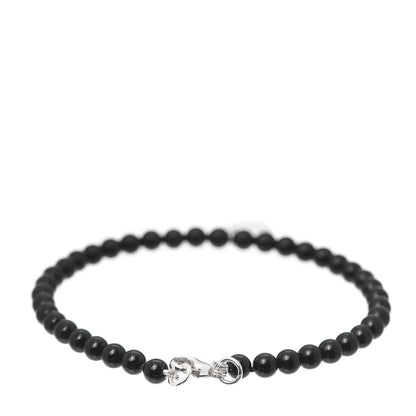 Tiffany Sterling Silver Black Onyx 4mm Return To Bead Heart Tag Bracelet 3 of 5