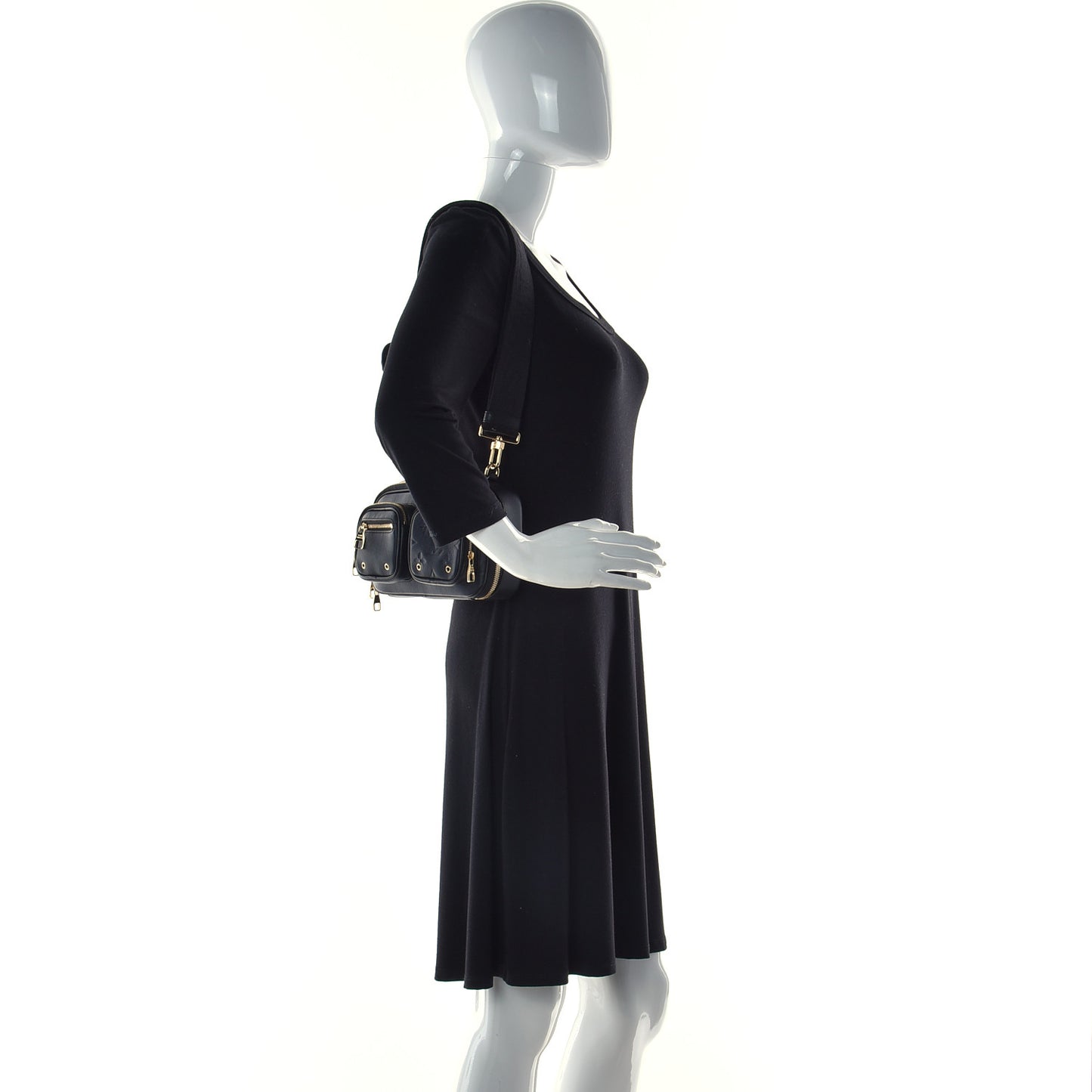 Calfskin Monogram Embossed Utility Crossbody Black