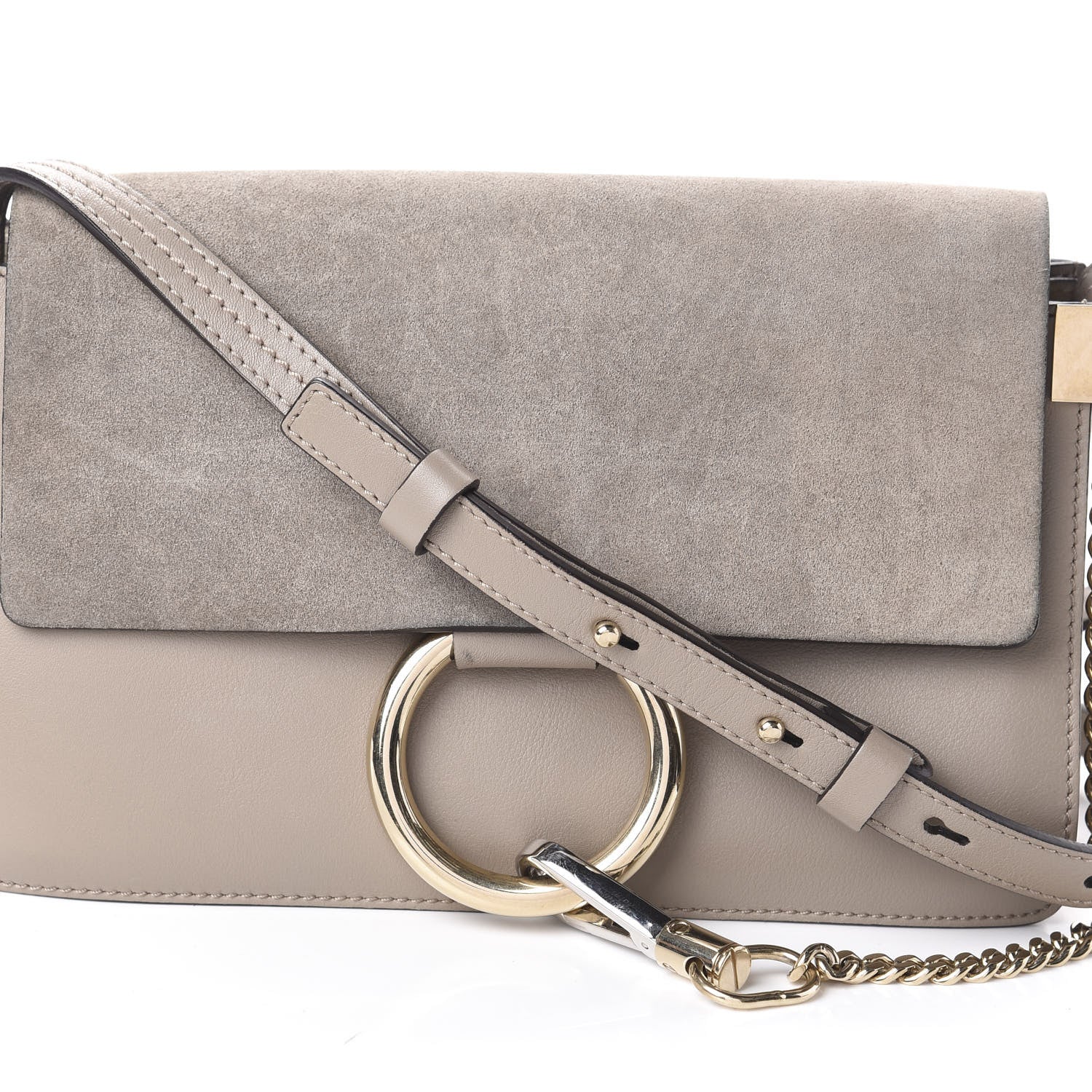 Chloe Suede Calfskin Small Faye Shoulder Bag Motty Grey 7 of 9