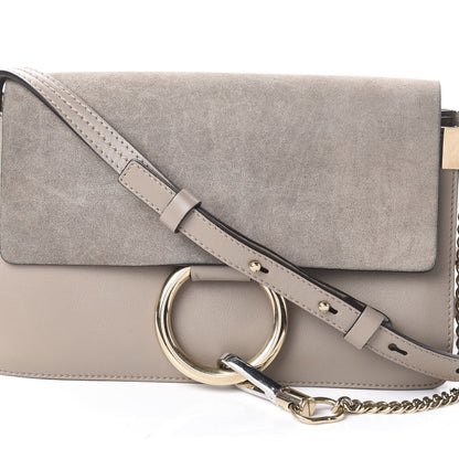 Chloe Suede Calfskin Small Faye Shoulder Bag Motty Grey 7 of 9