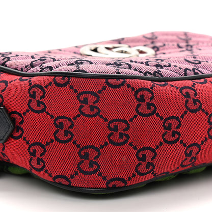 Gucci Monogram Multicolor Matelasse Diagonal Small GG Marmont Chain Shoulder Bag Pink Blue Green Red Light Blue 9 of 11