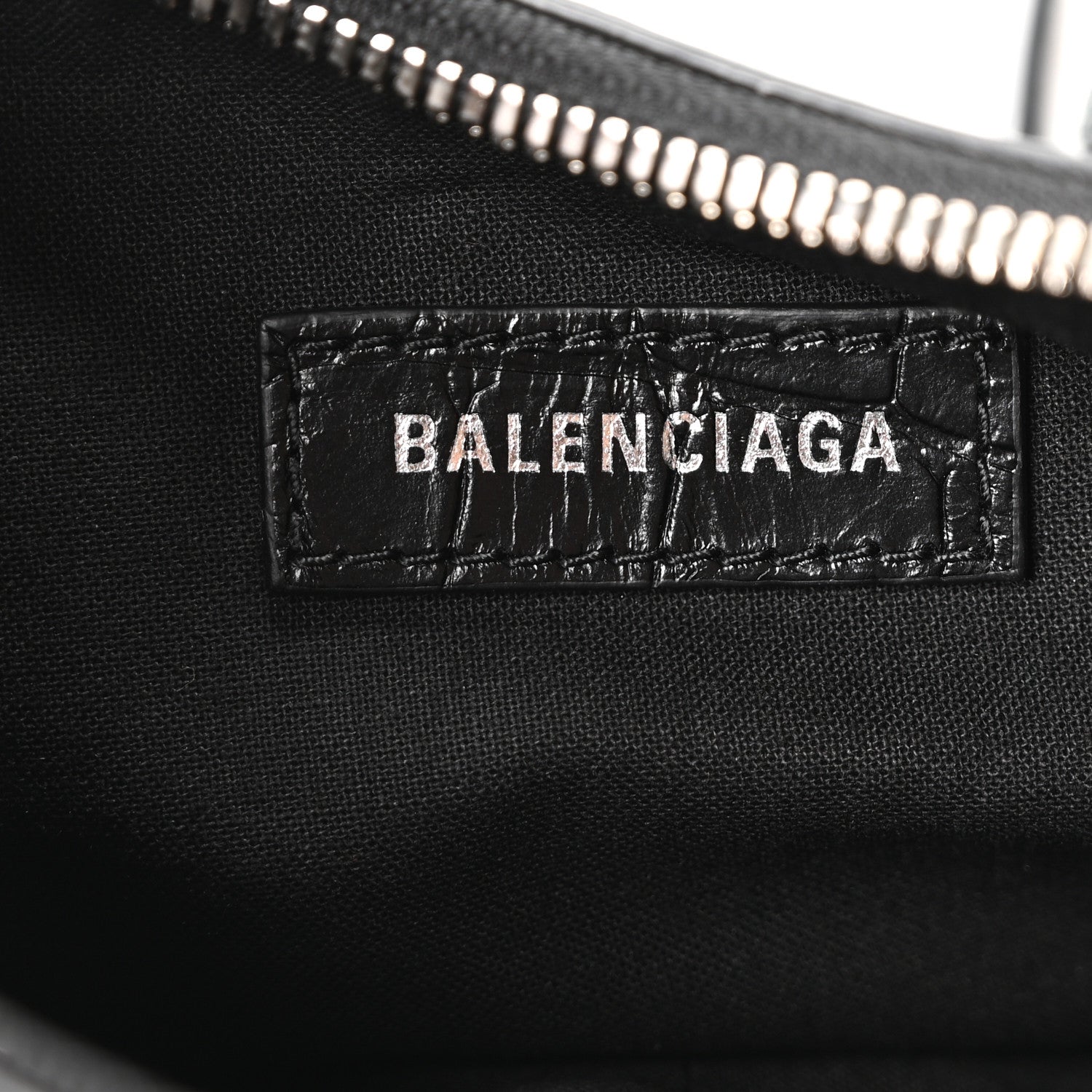 Balenciaga Extra Supple Calfskin Crystal Crocodile Embossed Le Cagole Shoulder Bag XS Black 7 of 11