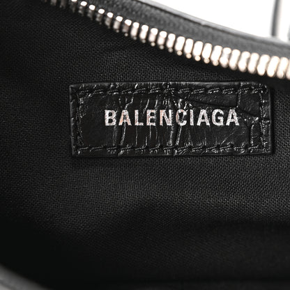 Balenciaga Extra Supple Calfskin Crystal Crocodile Embossed Le Cagole Shoulder Bag XS Black 7 of 11