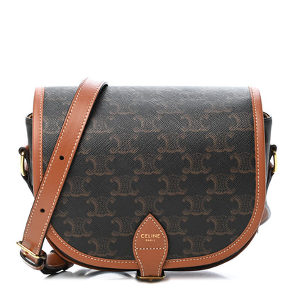 Celine Triomphe Canvas Medium Folco Bag Tan 1 of 4