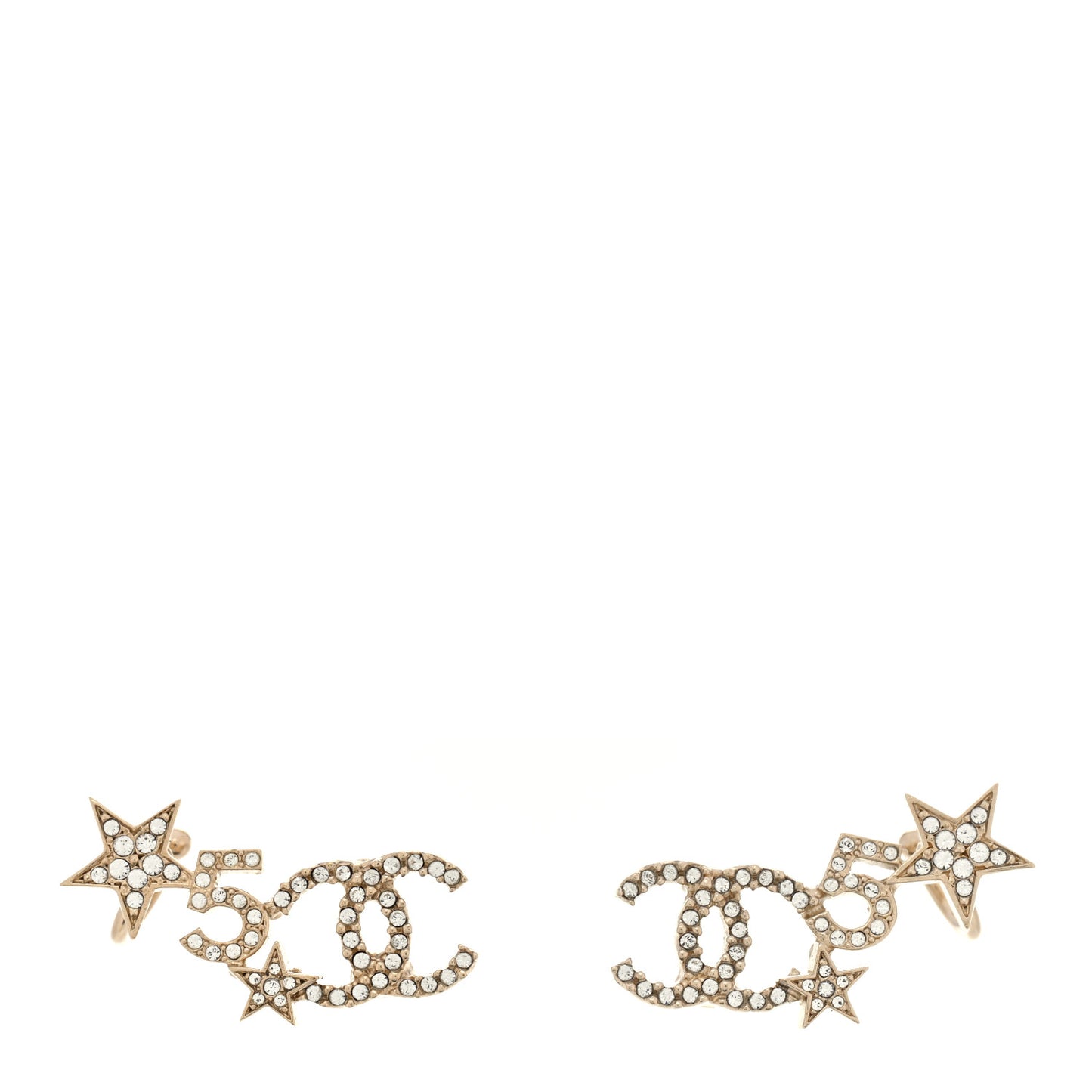 Crystal Star 5 CC Earrings Gold
