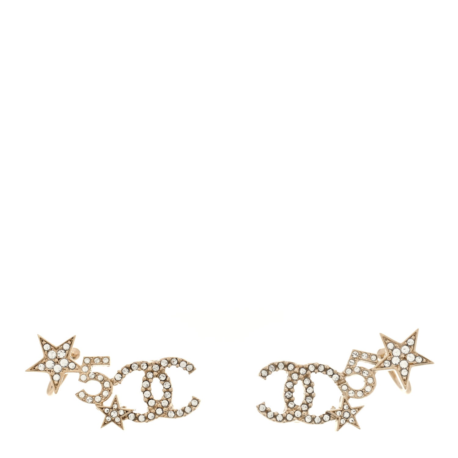 Chanel Crystal Star 5 CC Earrings Gold 1 of 5