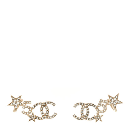 Chanel Crystal Star 5 CC Earrings Gold 1 of 5