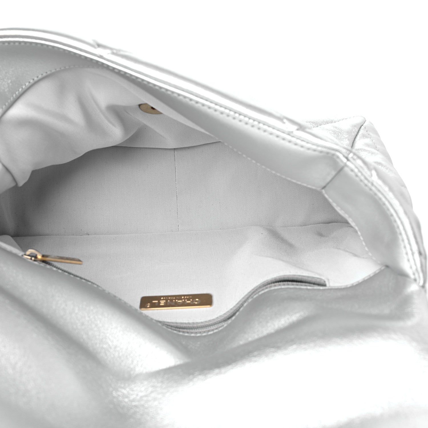 Chanel Metallic Lambskin Quilted Large Chanel 19 Flap Silver 5 of 10