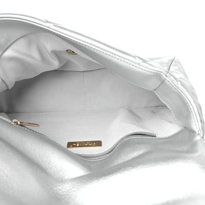 Chanel Metallic Lambskin Quilted Large Chanel 19 Flap Silver 5 of 10
