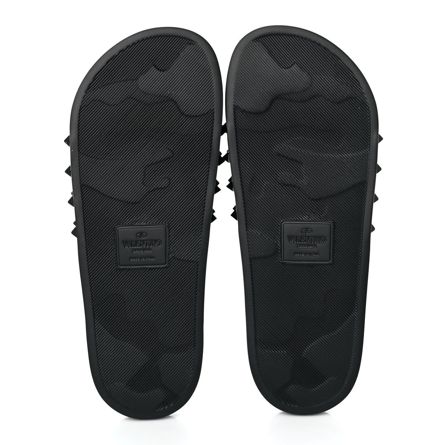 Patent Rubber Mens Rockstud VLogo Slide Sandals 41 Black
