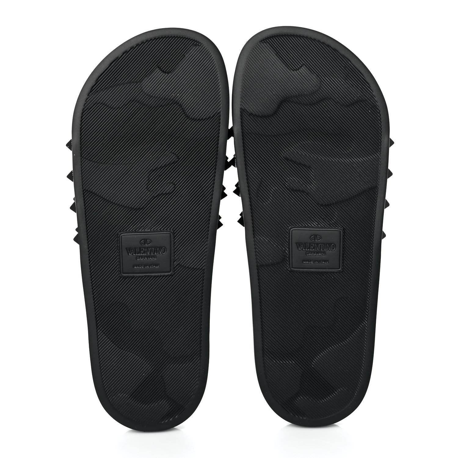 Valentino Garavani Patent Rubber Mens Rockstud VLogo Slide Sandals 41 Black 5 of 7