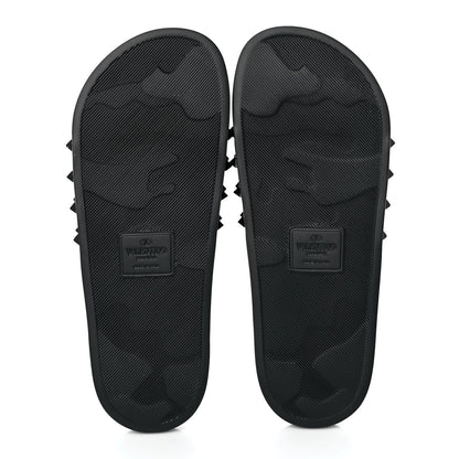 Valentino Garavani Patent Rubber Mens Rockstud VLogo Slide Sandals 41 Black 5 of 7