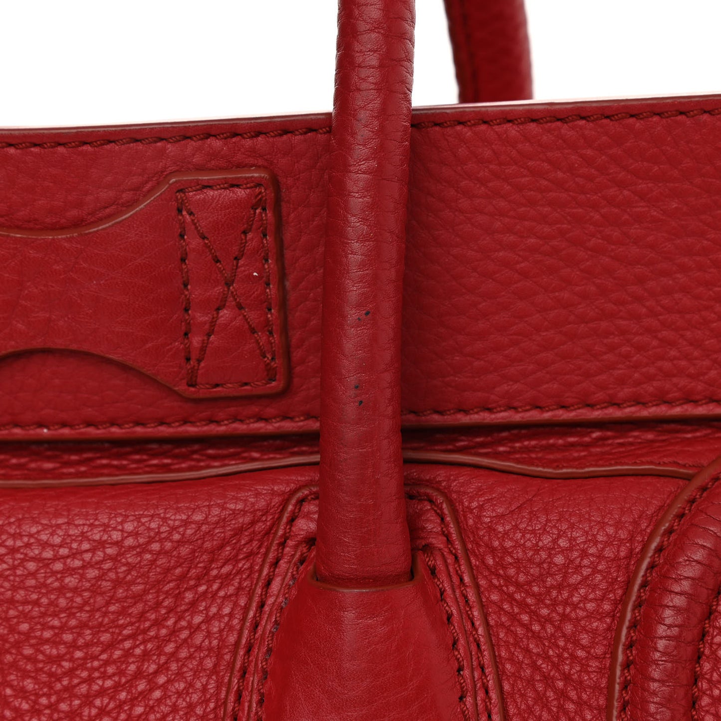 Drummed Calfskin Mini Luggage Coquelicot