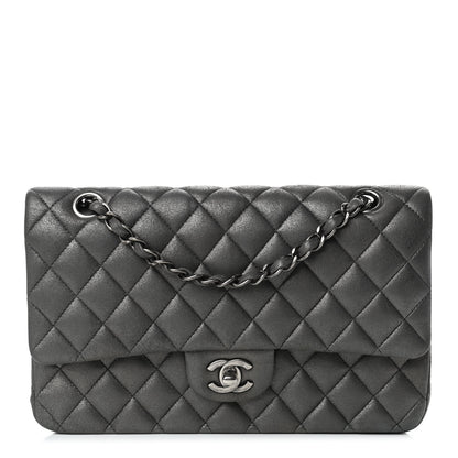 Chanel Metallic Lambskin Quilted Medium Double Flap Pewter 1 of 4