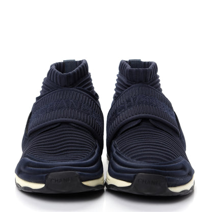 Chanel Stretch Fabric CC Sneakers 38 Blue 2 of 10