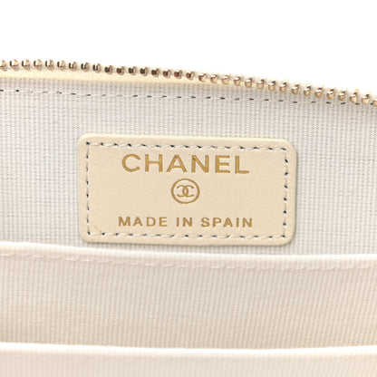 Chanel Caviar Quilted Zip Coin Purse White 6 of 8