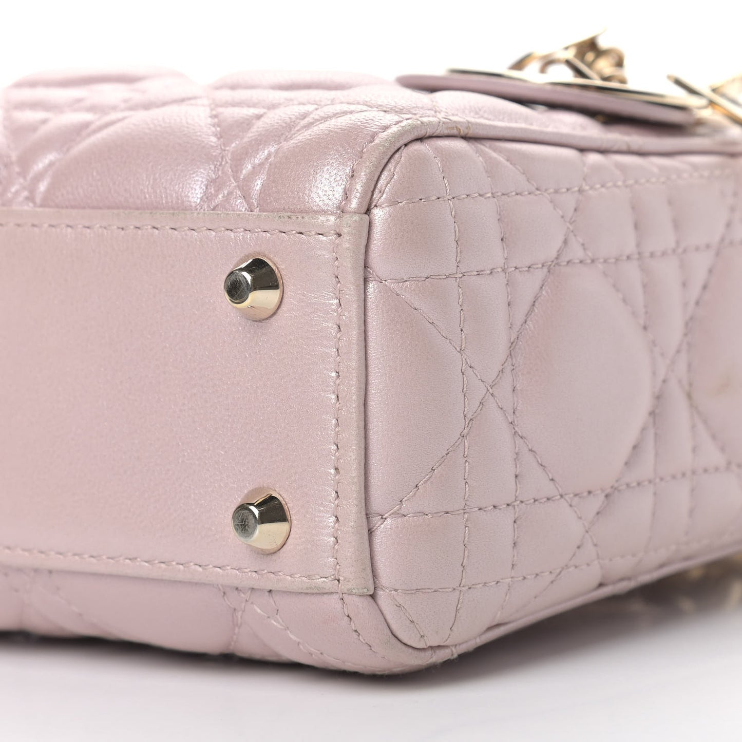 Metallic Lambskin Cannage Mini Lady Dior Lotus