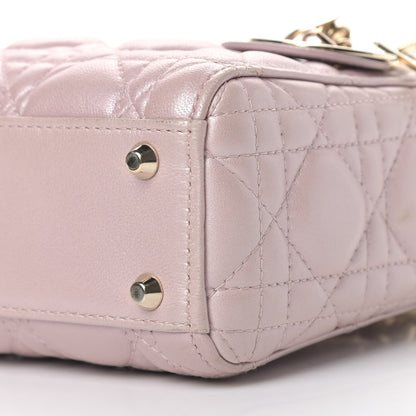 Christian Dior Metallic Lambskin Cannage Mini Lady Dior Lotus 9 of 19