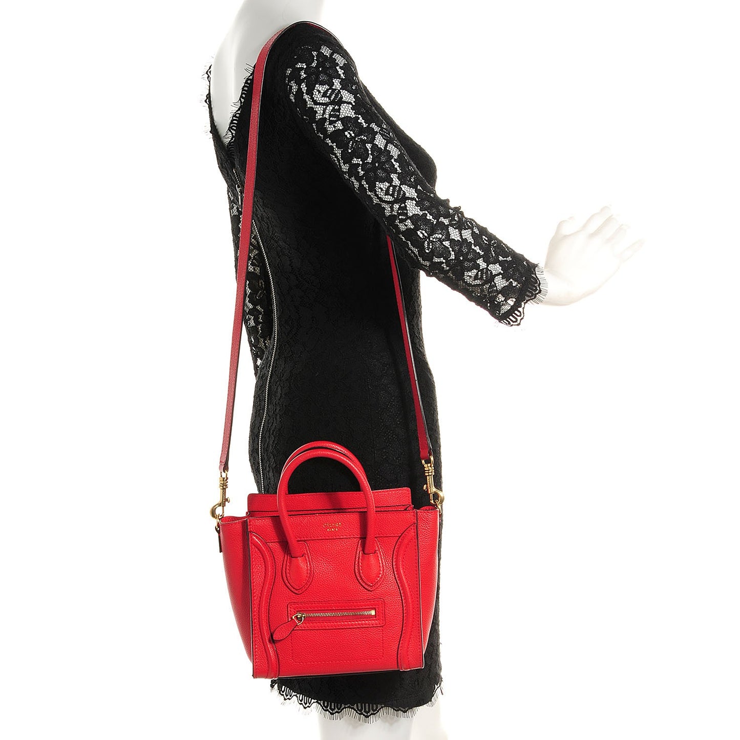 Drummed Calfskin Nano Luggage Coquelicot