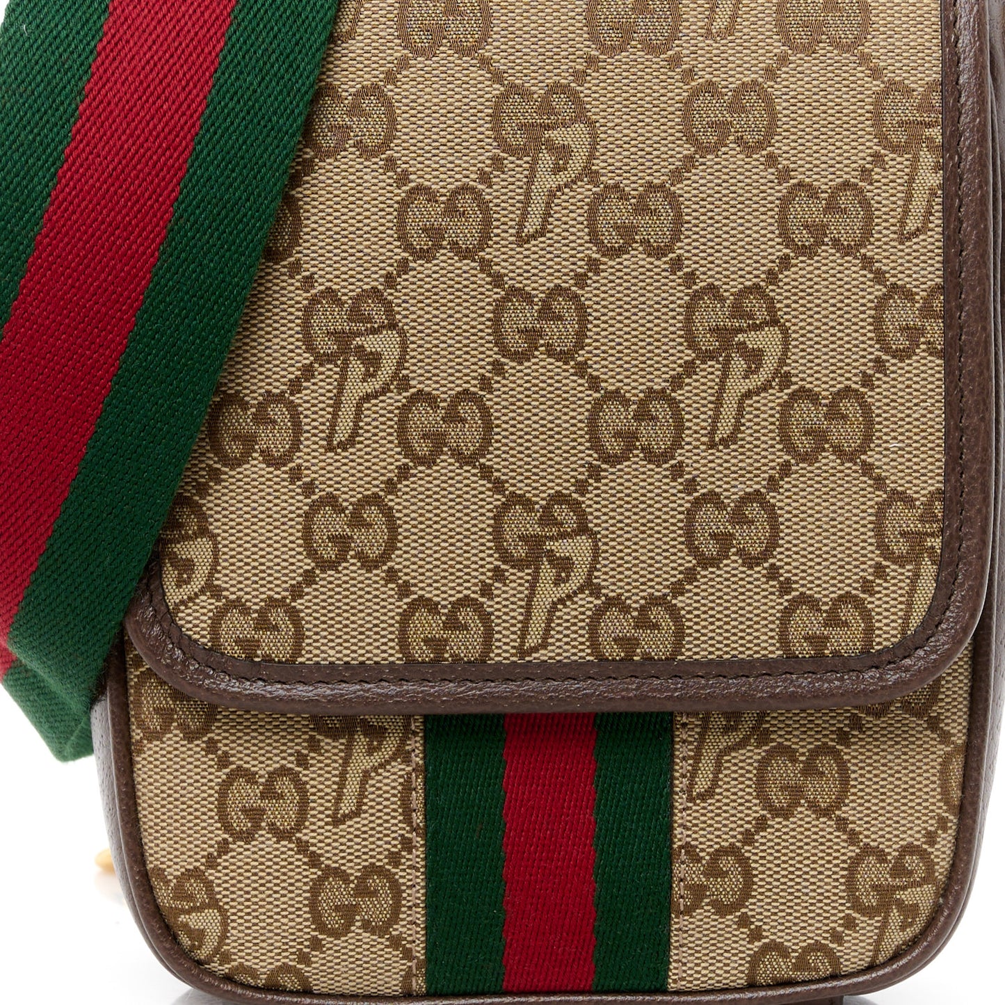 X PALACE GG P Canvas Monogram Web Flap Messenger Brown