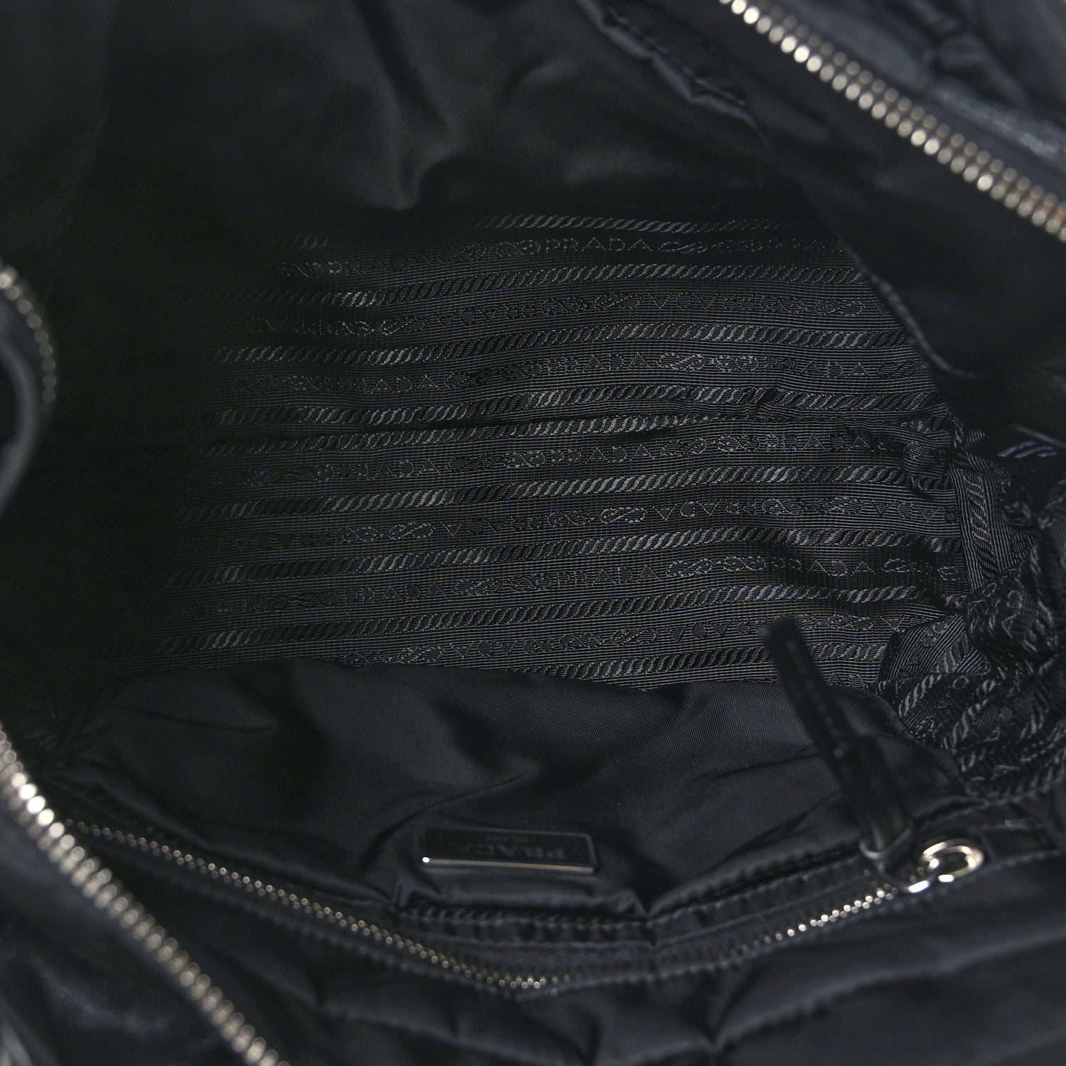 Prada Re-Nylon Nappa Triangle Quilted Padded Small Double Handled Zip Tote Black 5 of 8