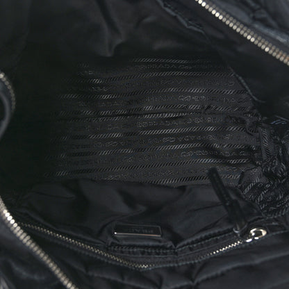 Prada Re-Nylon Nappa Triangle Quilted Padded Small Double Handled Zip Tote Black 5 of 8